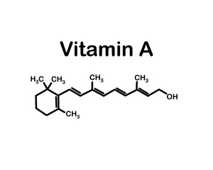 Chemical formula of vitamin A. Vector illustration