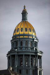 Obraz premium Dark ominous cloudy sky looms over the Colorado State Capital