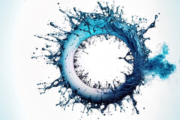 Fototapeta na wymiar Water splashes in a circle, isolated on a white background. Generative AI