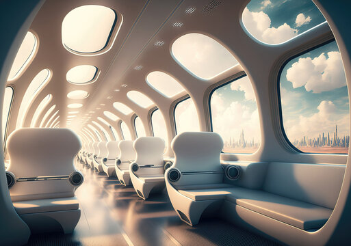 futuristic train interior. sketch art for artist creativity and inspiration. generative AI	
