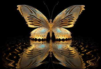Fototapeta na wymiar butterfly on water ripples. sketch art for artist creativity and inspiration. generative AI 