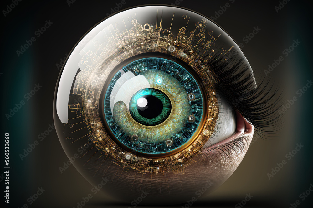 Poster representation of bionic eye. generative ai