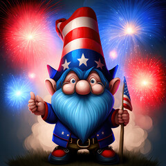 Gnome Celebrating 4th of July - AI Generated