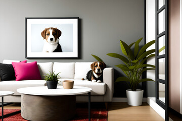 Mock-up poster art/room design modern interior, living room