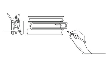 hand drawing business concept sketch of books and pencils - PNG image with transparent background