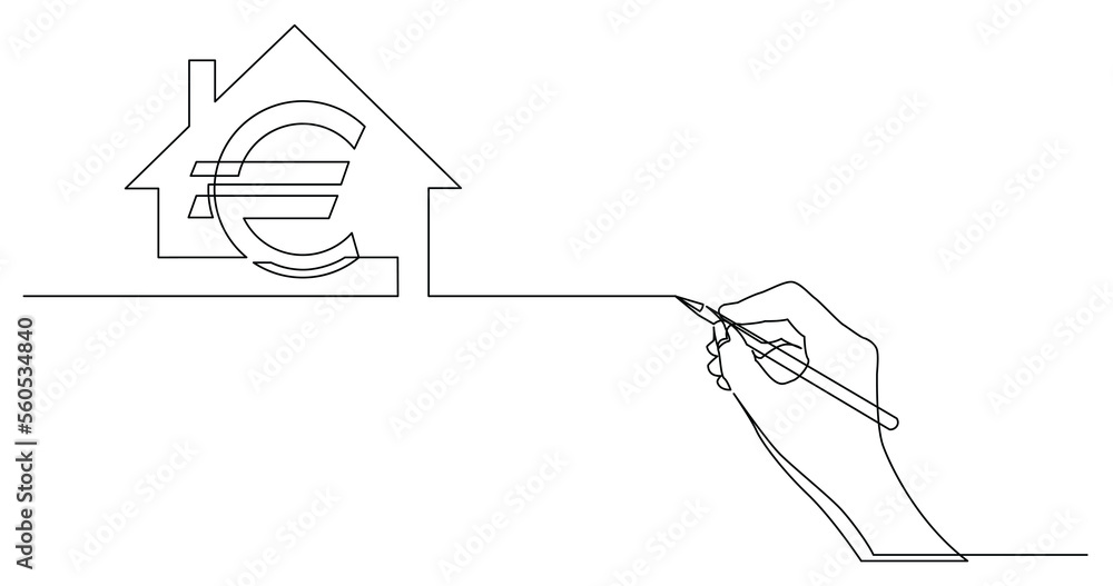 Wall mural hand drawing business concept sketch of euro real estate market - png image with transparent backgro