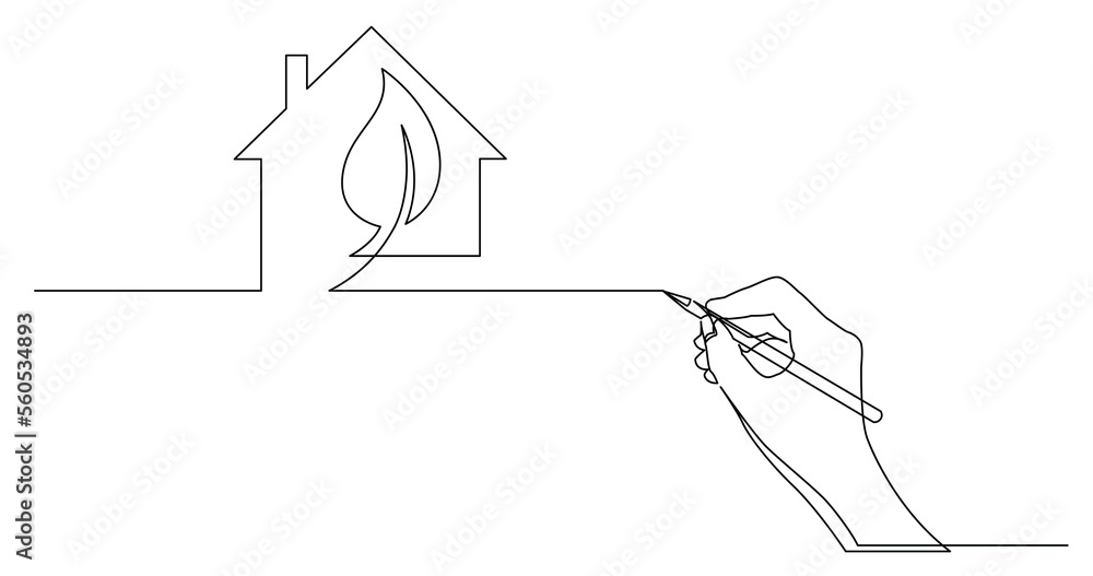 Wall mural hand drawing business concept sketch of green energy home solutions - png image with transparent bac