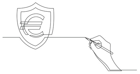 hand drawing business concept sketch of euro investment protection sign - PNG image with transparent background