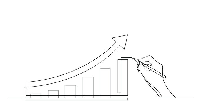 hand drawing business concept sketch of economical growth chart with arrow - PNG image with transparent background