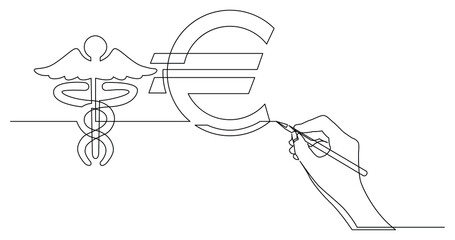 hand drawing business concept sketch of health care cost in euro - PNG image with transparent background