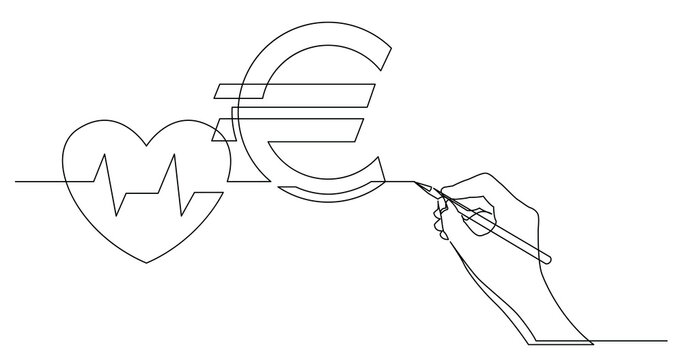 hand drawing business concept sketch of heart health cost in euro - PNG image with transparent background