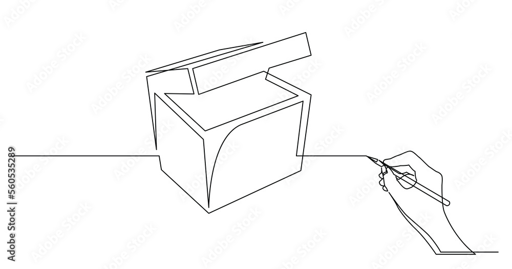 Poster hand drawing business concept sketch of open box - png image with transparent background