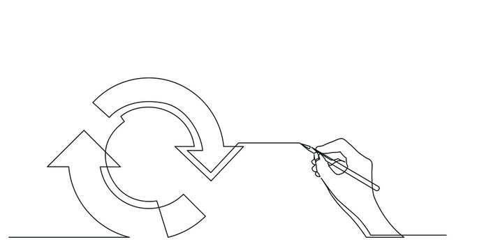 hand drawing business concept sketch of recurring arrows - PNG image with transparent background
