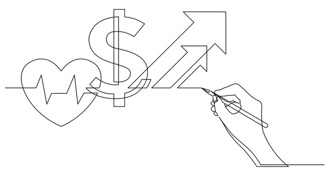 hand drawing business concept sketch of rising cost of heart health - PNG image with transparent background