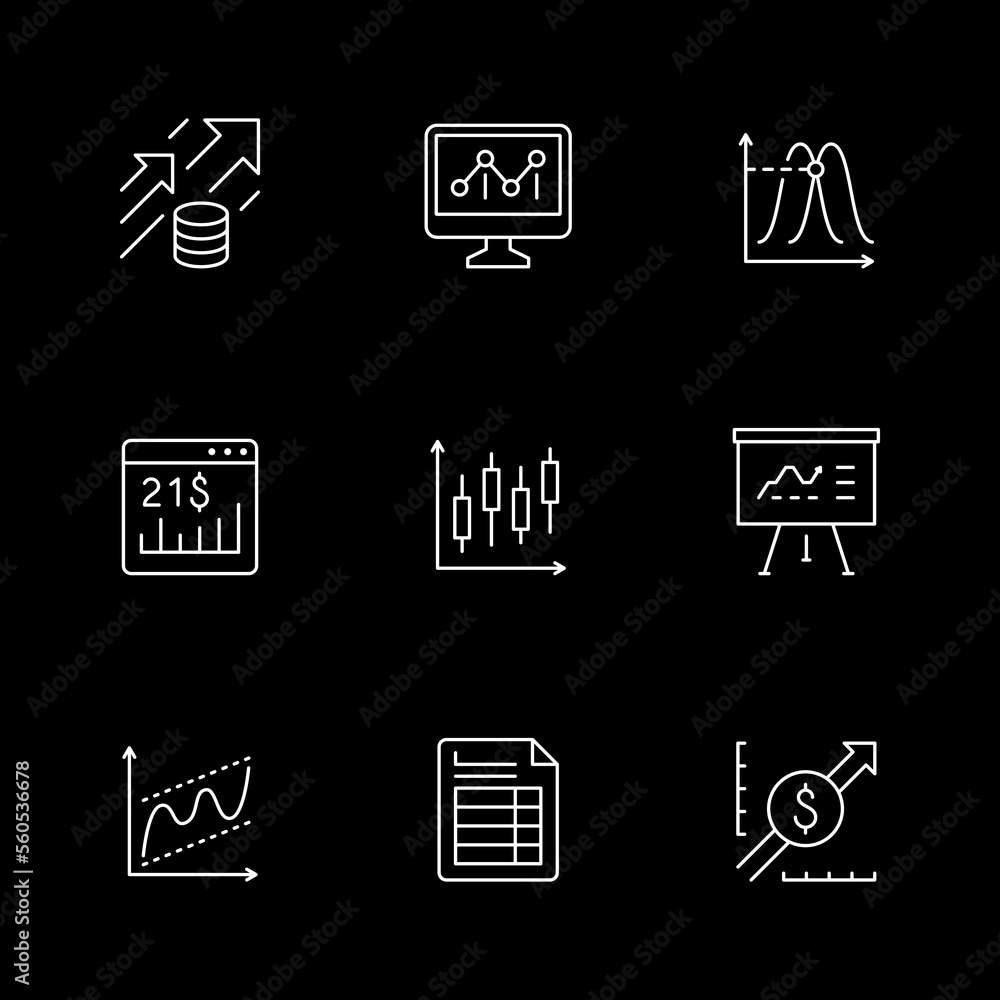 Wall mural Set line icons of financial analytics