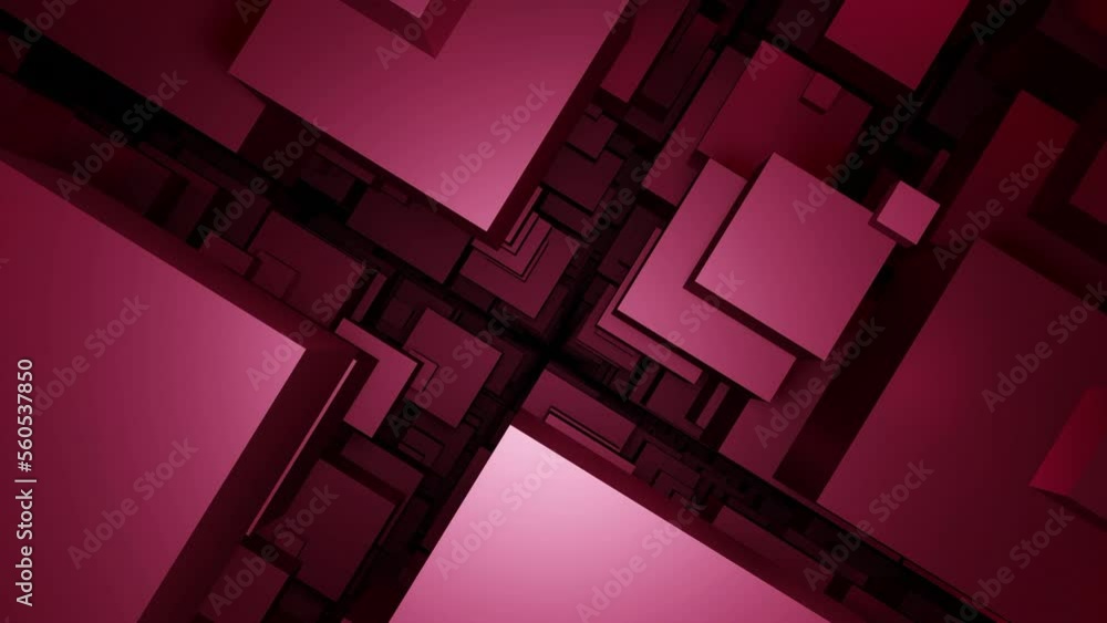 Poster flow of set of 3d squares. design. movement through space from stream of 3d squares. geometric anima