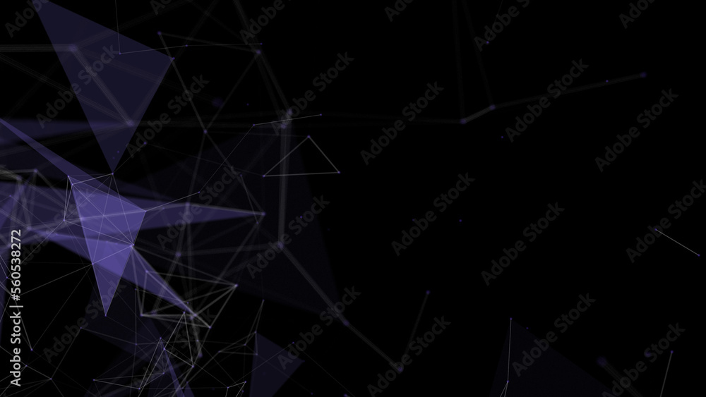Poster Abstract plexus geometry background. Digital technology network connection concept. 3D rendered illustration.