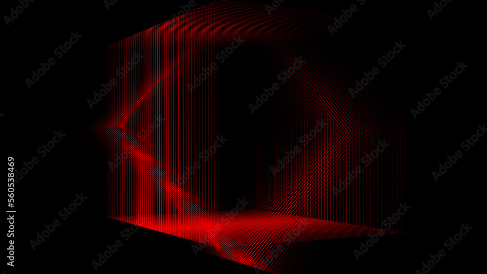 Poster Wave of dots and weave lines. Abstract background. Network connection structure. 3d rendering.