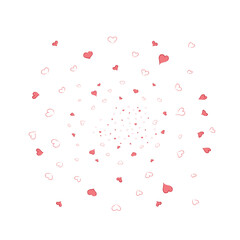 Circle with hearts. Vector illustration. Little hearts drawn by hand. Hearts flying from the center.