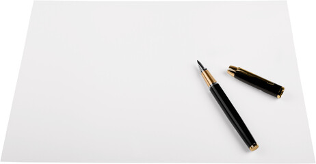 Classic black fountain Writing Pen on old paper