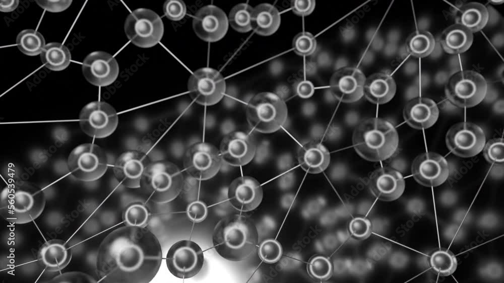 Aufkleber molecules with lines move in waves. design. biological chains of molecular bonds moving in waves. mo