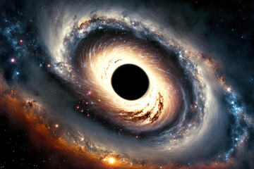 The galaxy's black hole in space. Generative AI