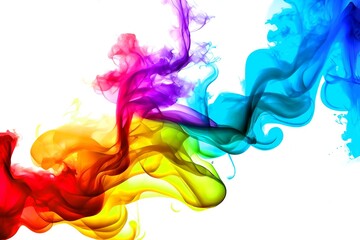 Obraz premium Multi colored artistic smoke wall paper on a white background generative ai