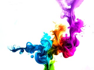 Obraz premium Multi colored artistic smoke wall paper on a white background generative ai