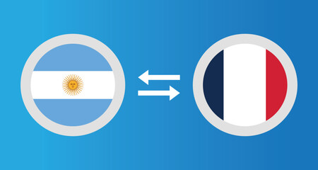 round icons with Argentina and France flag exchange rate concept graphic element Illustration template design
