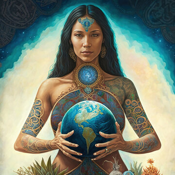 Earth Dirt Mud Meditation - Woman Mediating in Earthy Setting Connecting To The Universe - Generative AI