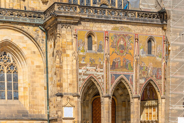 Fototapeta premium Frescoes on the outer wall of St. Vitus Cathedral