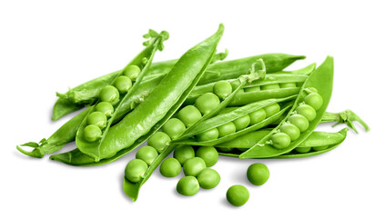 Fresh appetizing pea with green leaf