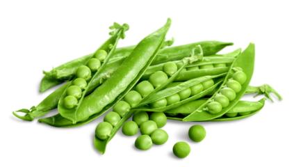 Fresh appetizing pea with green leaf