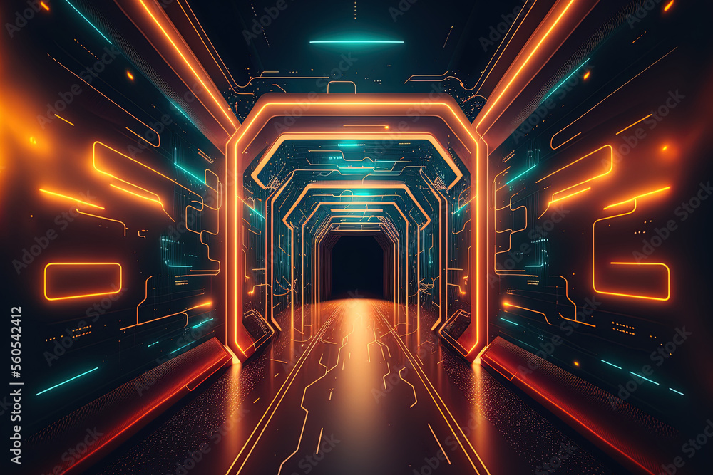 Poster abstract futuristic technological background with network, huge data, server, internet, and speed li