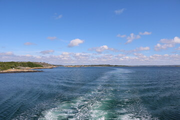 Naklejka na ściany i meble Traveling by boat in the Gothenburg archipelago, Sweden