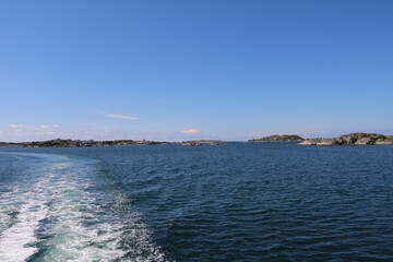 Traveling by boat in the archipelago of Gothenburg, Sweden