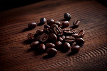 Photorealistic illustration of a heap of coffee beans