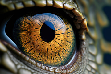 Crocodile's Eye in Closeup. Generative AI