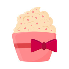 Muffin with cream, Cake in a cup, Valentine's Day cupcake, Baking for the holiday