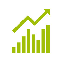 Economy growth icon. Growing bar graph icon on white background.
