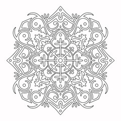 Ornamental element. Mandala. Ethnic motives. Coloring page. Vector illustration isolated on white background.
