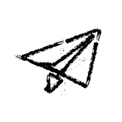 brush stroke hand drawn icon of paper plane message - PNG image with transparent background