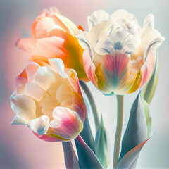 Pastel tulips double exposure generative ai