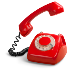 Answering an old fashioned red telephone handset