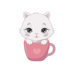 Cute kitten inside cup