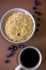 Beautiful breakfast with coffee and granola