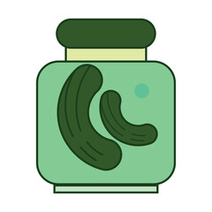 Isolated colored pickels in a jar icon Flat design Vector