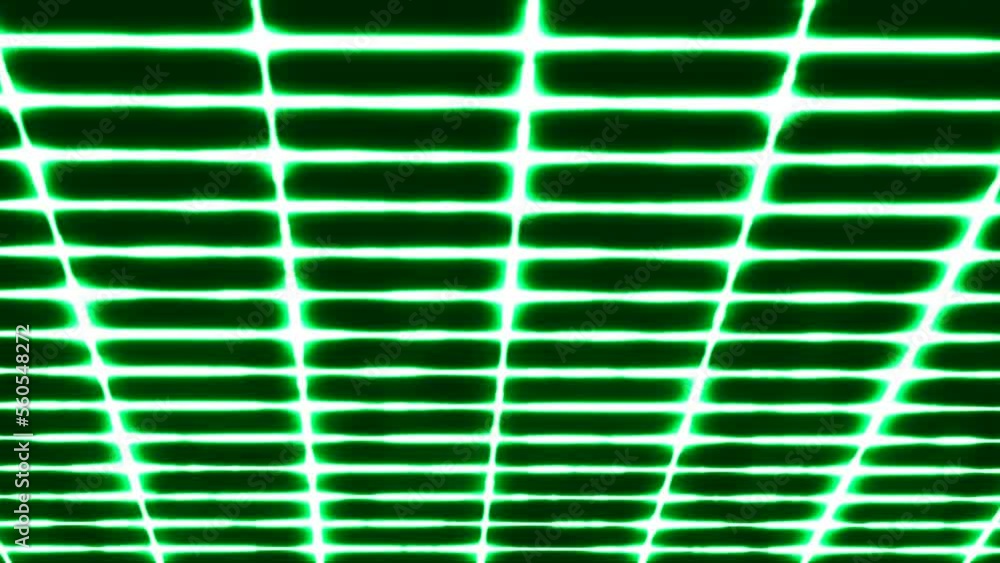 Poster bright glowing grid in virtual space. motion. simple square grid on black background. virtual grid o