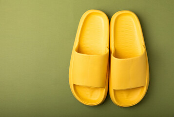 Slippers on a colorful background. Slippers. Indoor shoes. Close-up.