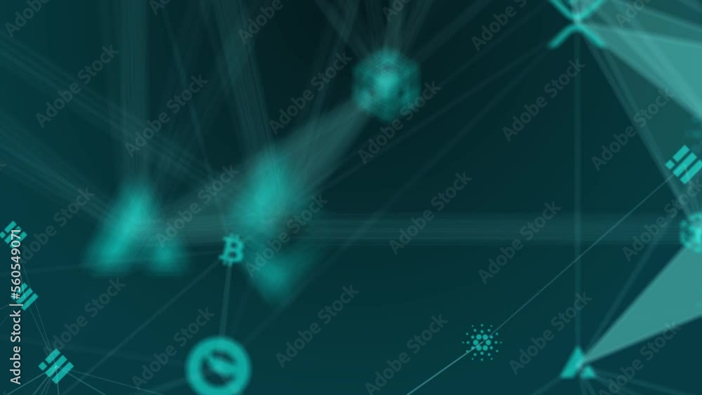 Poster abstract digital connection moving dots and lines. technology background. network connection structu